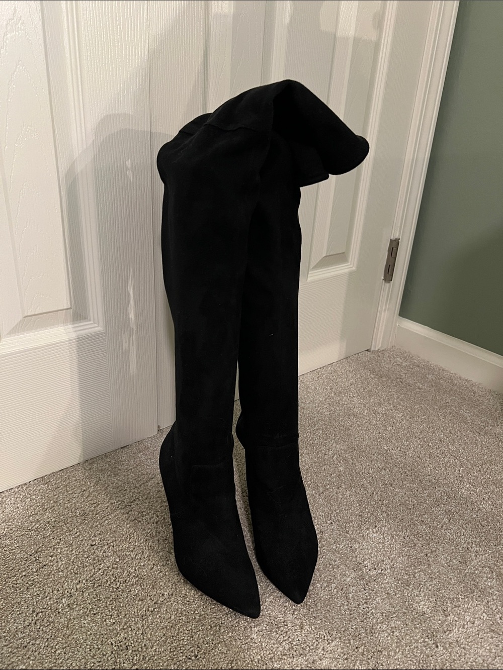 Aldo Black Suede Over-the-Knee Pointed Toe Boots